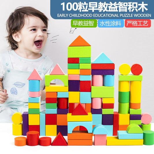 1043 Large particles of building blocks assembled children's toys, baby early education puzzle solid wood toys