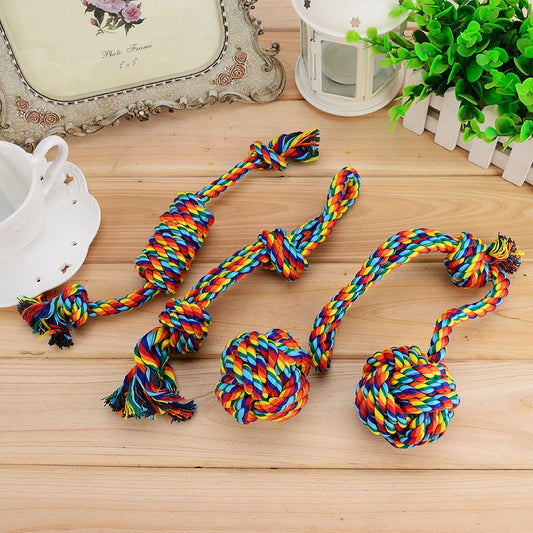 1033 Rainbow Series Dog Toys Set, Teething & Bite Resistant Rope Knot Toys