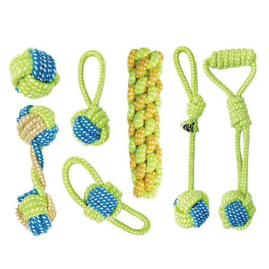 1032 Pet Dog Cotton Rope Toys, Teeth Cleaning and Bite Resistant Cotton Rope Set