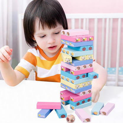 1011 Wooden 51 grain numbers colorful stacking, pumping blocks parent-child interaction puzzle children's toys