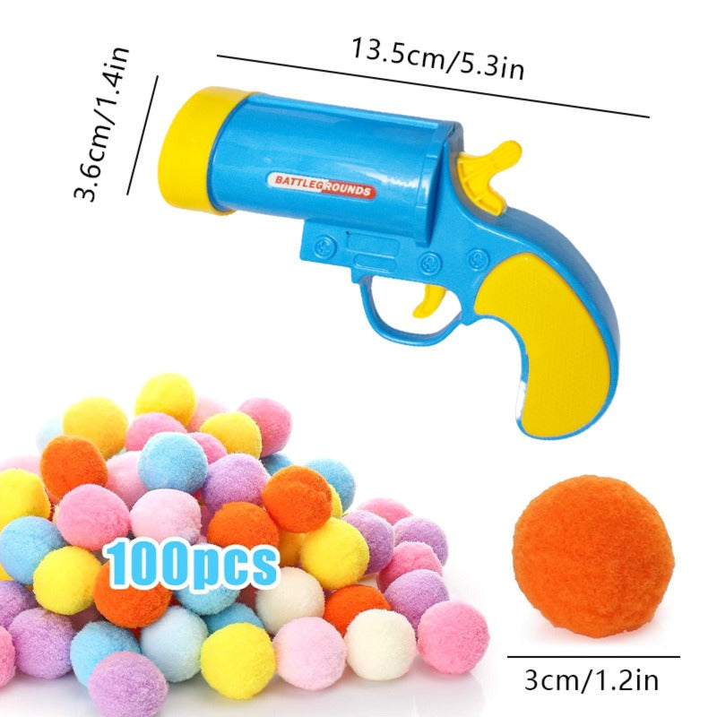 1016 Cat toys, plush ball launching gun, silent ball launching toy gun