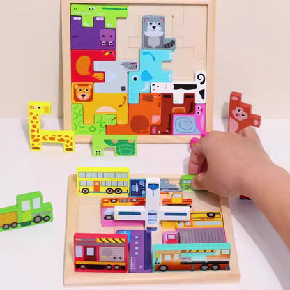 1013 Three-dimensional cartoon puzzle, educational assembling blocks children's toys