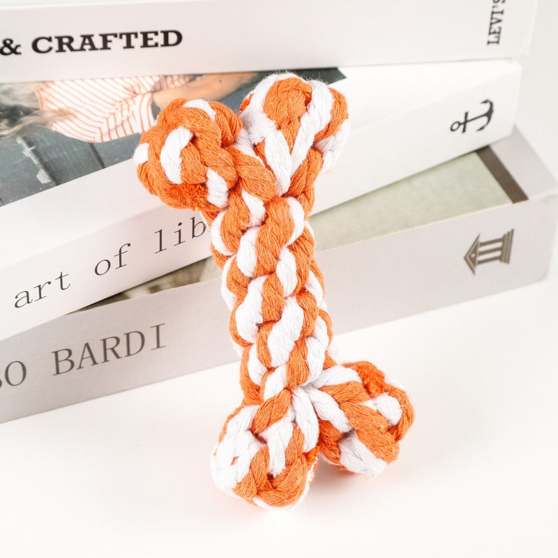 1029 Bone Cotton Rope Pet Toys, Colorful Bone Rope Knot Weaving Dog Toys