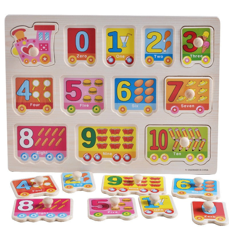 1001 Wooden children's hand grasping board fruit animal three-dimensional puzzle puzzle puzzle block toys