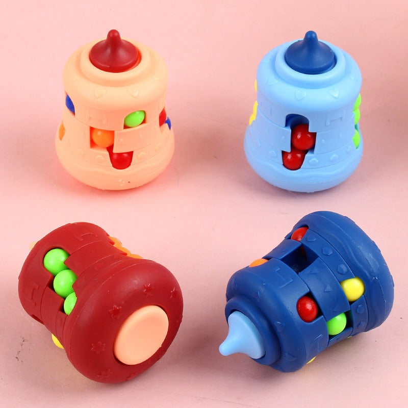 1057 Milk bottle magic beans magic cube fingertip gyro play sniper, finger spinning roller ball stress relieving toys