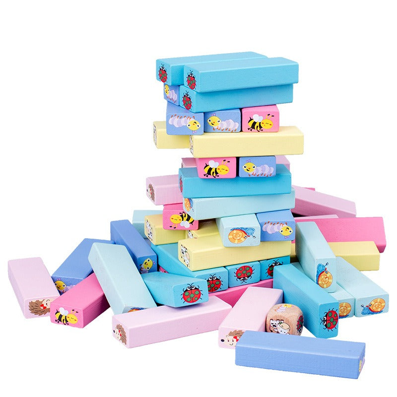 1011 Wooden 51 grain numbers colorful stacking, pumping blocks parent-child interaction puzzle children's toys