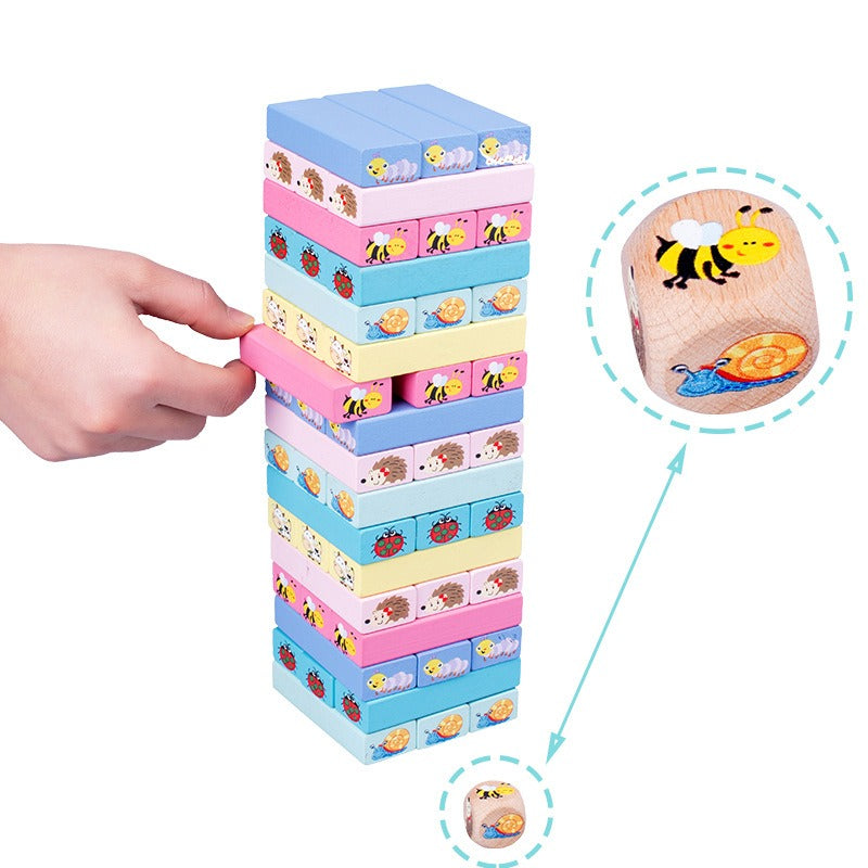 1011 Wooden 51 grain numbers colorful stacking, pumping blocks parent-child interaction puzzle children's toys