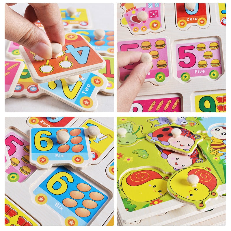 1001 Wooden children's hand grasping board fruit animal three-dimensional puzzle puzzle puzzle block toys