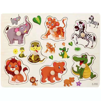 1001 Wooden children's hand grasping board fruit animal three-dimensional puzzle puzzle puzzle block toys