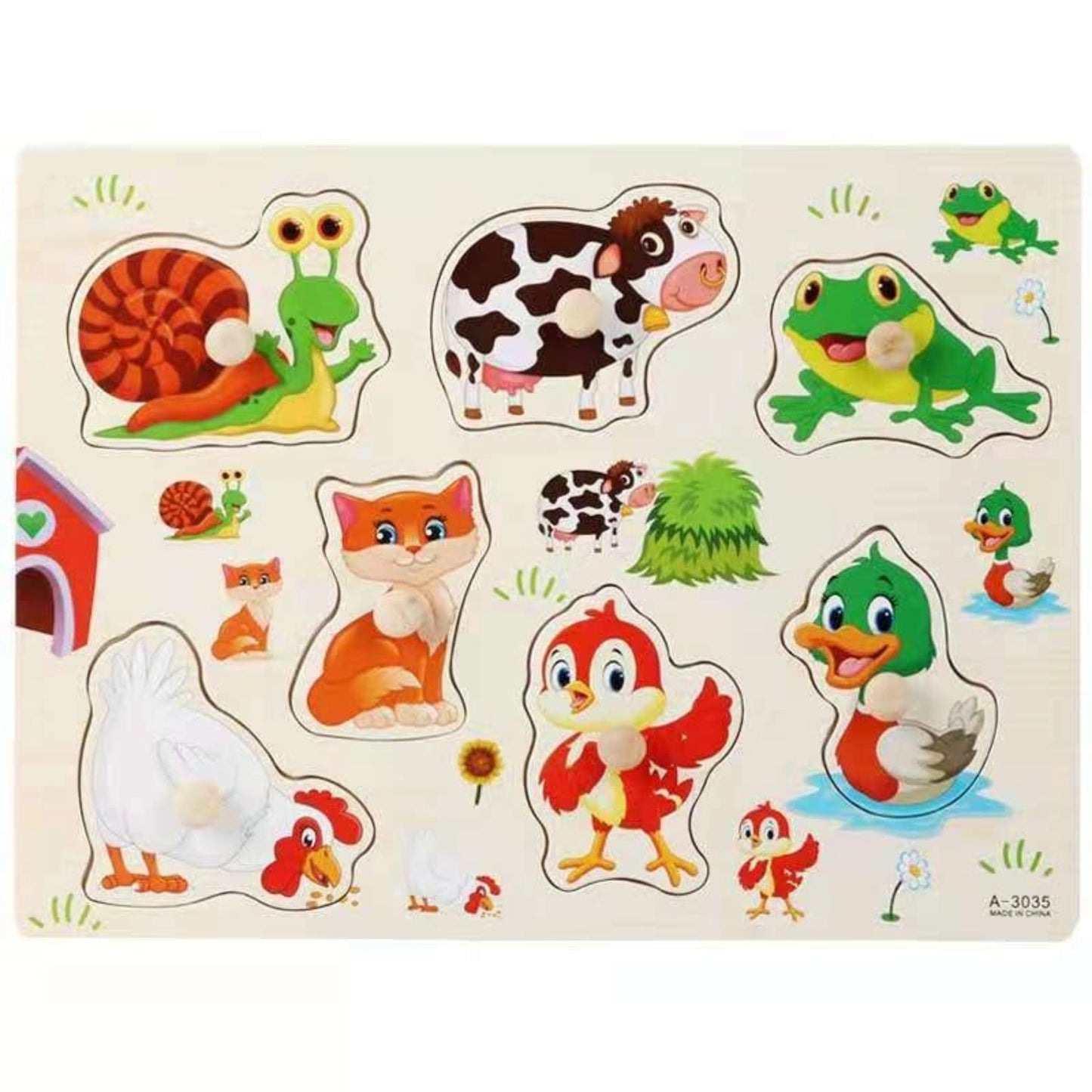 1001 Wooden children's hand grasping board fruit animal three-dimensional puzzle puzzle puzzle block toys