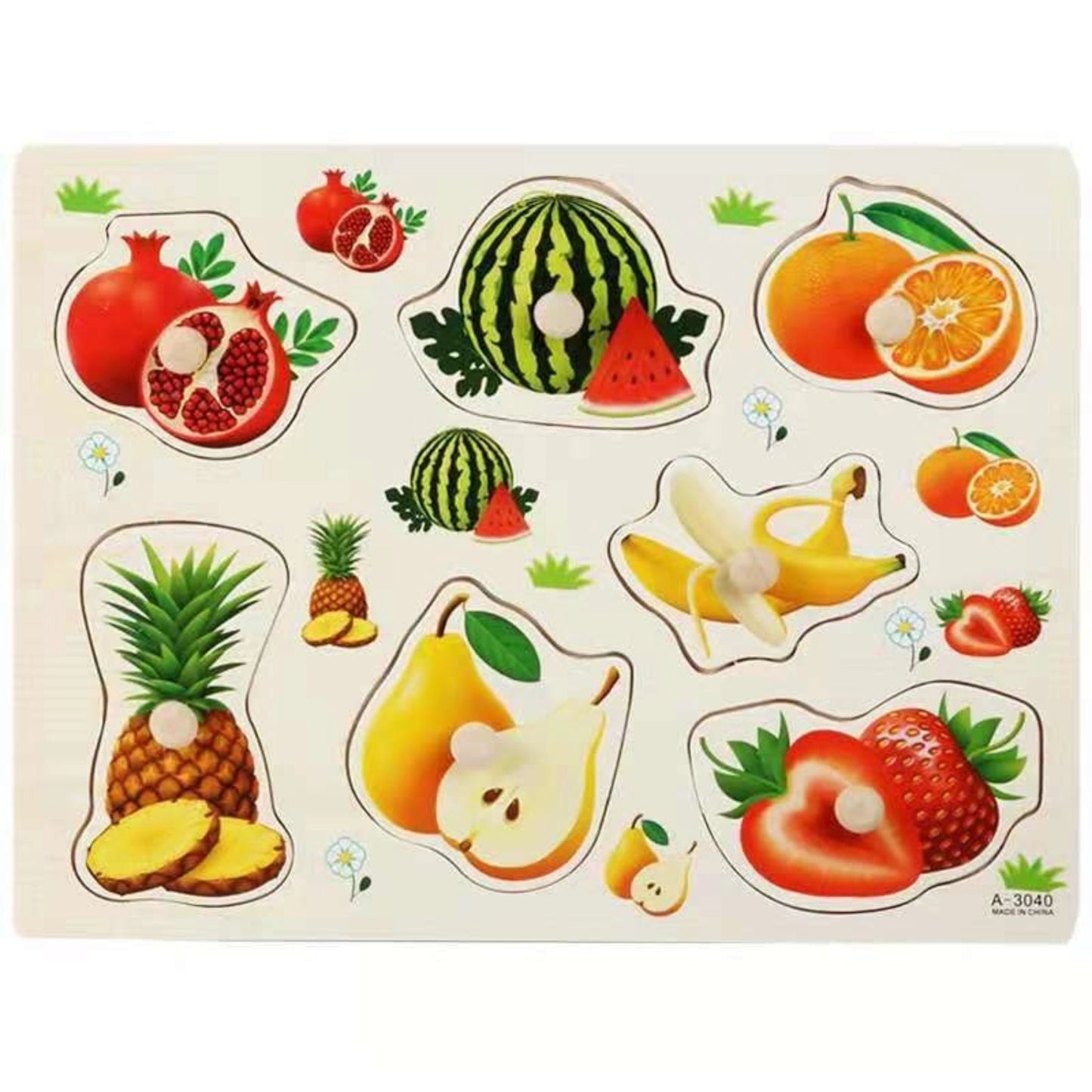 1001 Wooden children's hand grasping board fruit animal three-dimensional puzzle puzzle puzzle block toys