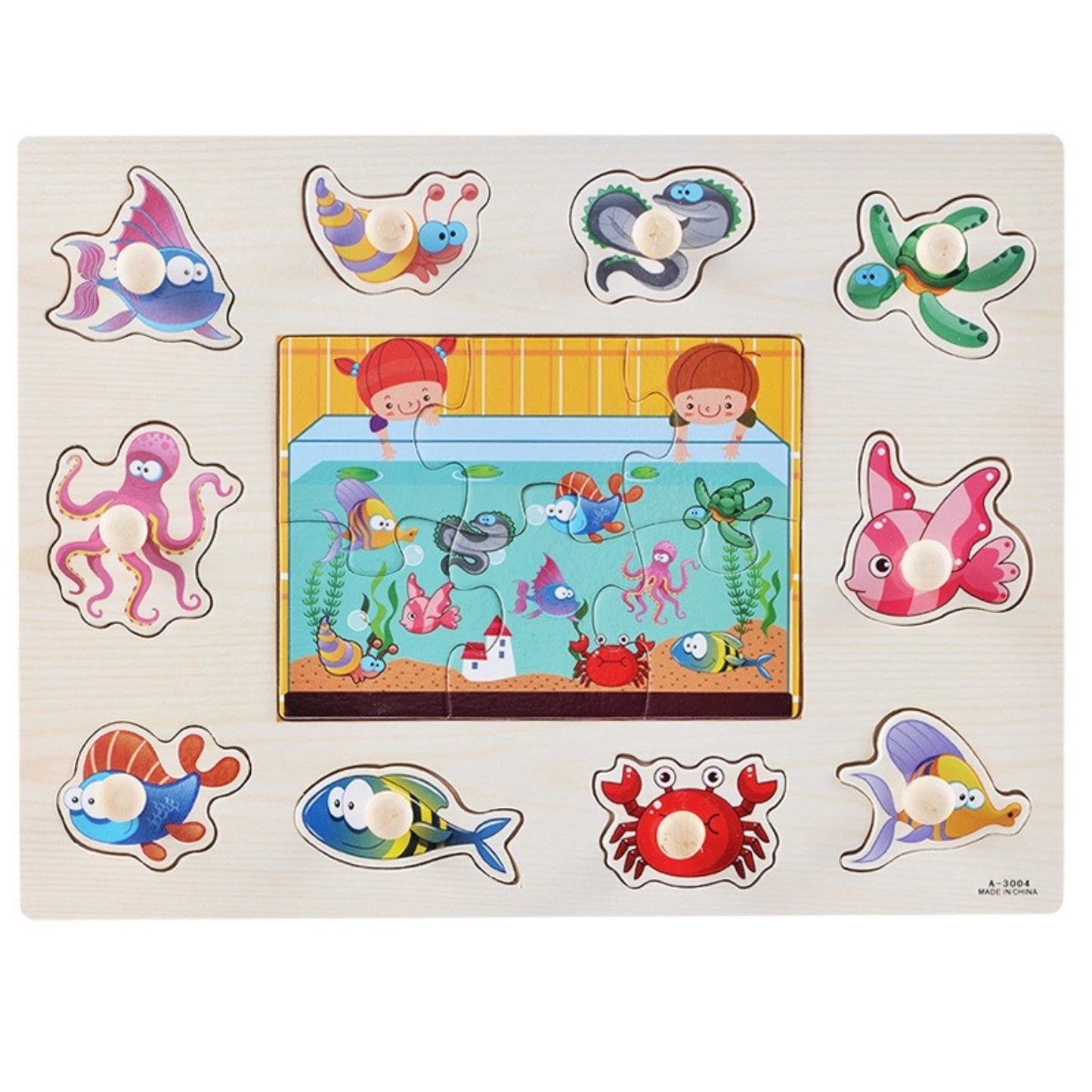 1001 Wooden children's hand grasping board fruit animal three-dimensional puzzle puzzle puzzle block toys