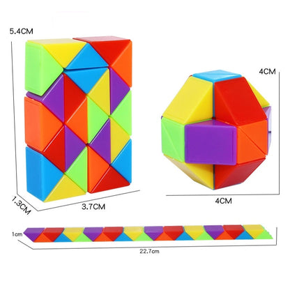 1046 Decompression Hundred Changes Rainbow Magic Ruler Toys, 24 Sections Mini Puzzle Kids Toys