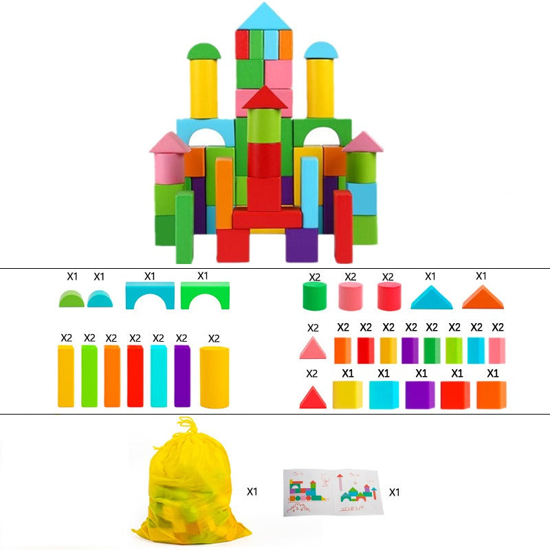 1043 Large particles of building blocks assembled children's toys, baby early education puzzle solid wood toys