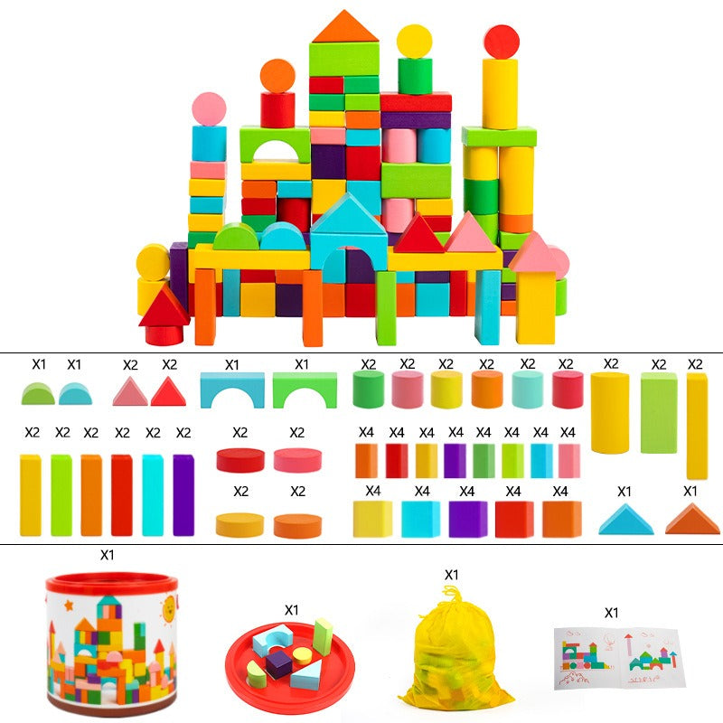 1043 Large particles of building blocks assembled children's toys, baby early education puzzle solid wood toys