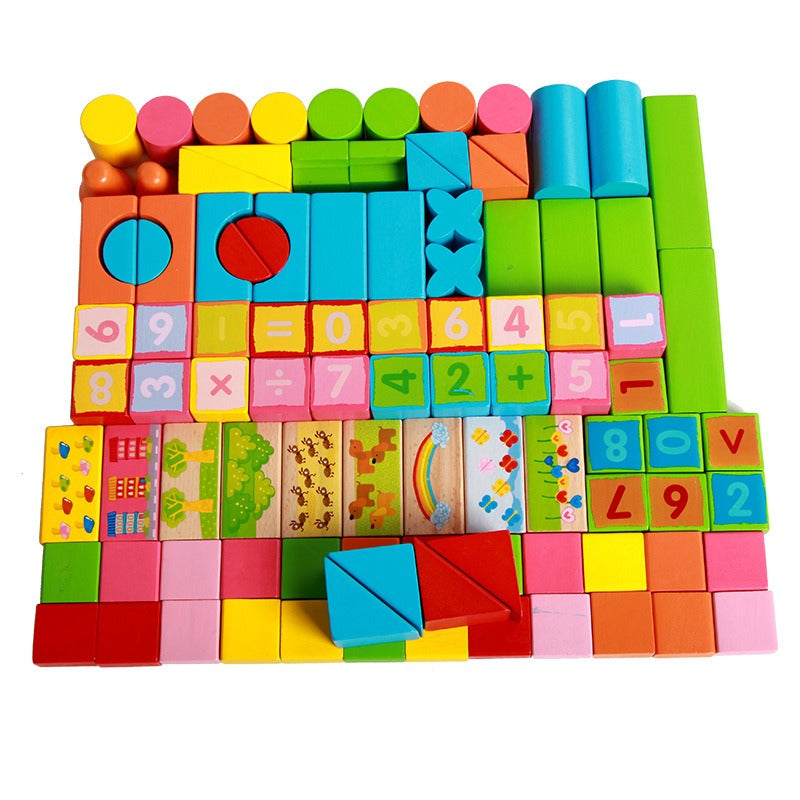 1043 Large particles of building blocks assembled children's toys, baby early education puzzle solid wood toys