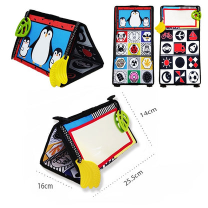 1042 Foldable double-sided cloth book, ha-ha mirror color training sound can be gnawed pendant