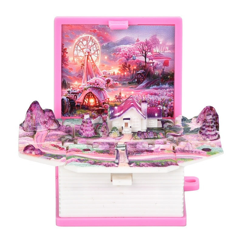 1048 Three-dimensional book folding pop-up toy book, keychain children's stress relieving toys