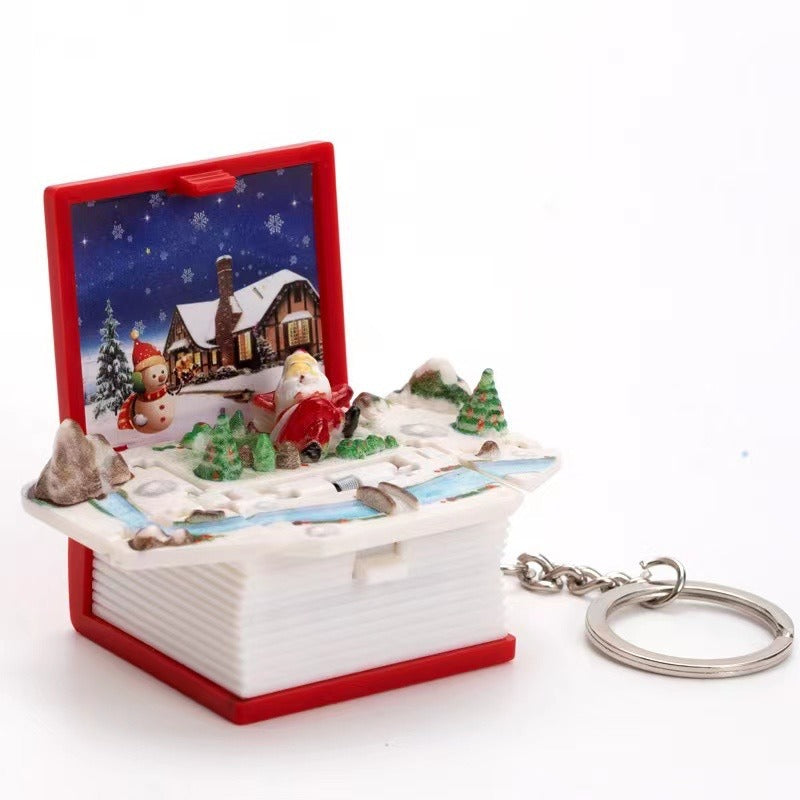 1048 Three-dimensional book folding pop-up toy book, keychain children's stress relieving toys