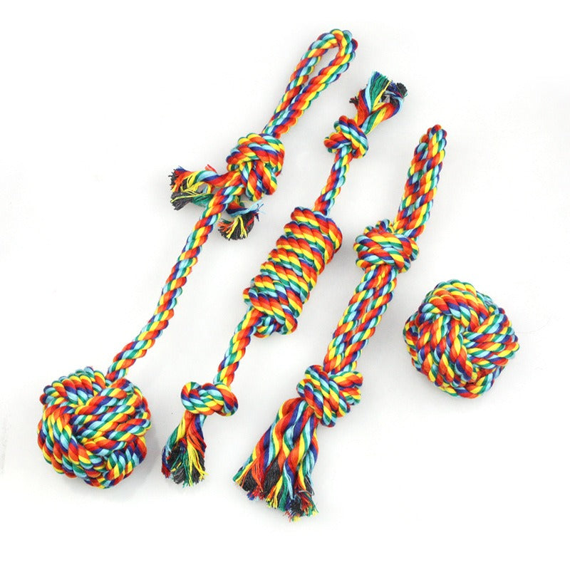 1033 Rainbow Series Dog Toys Set, Teething & Bite Resistant Rope Knot Toys