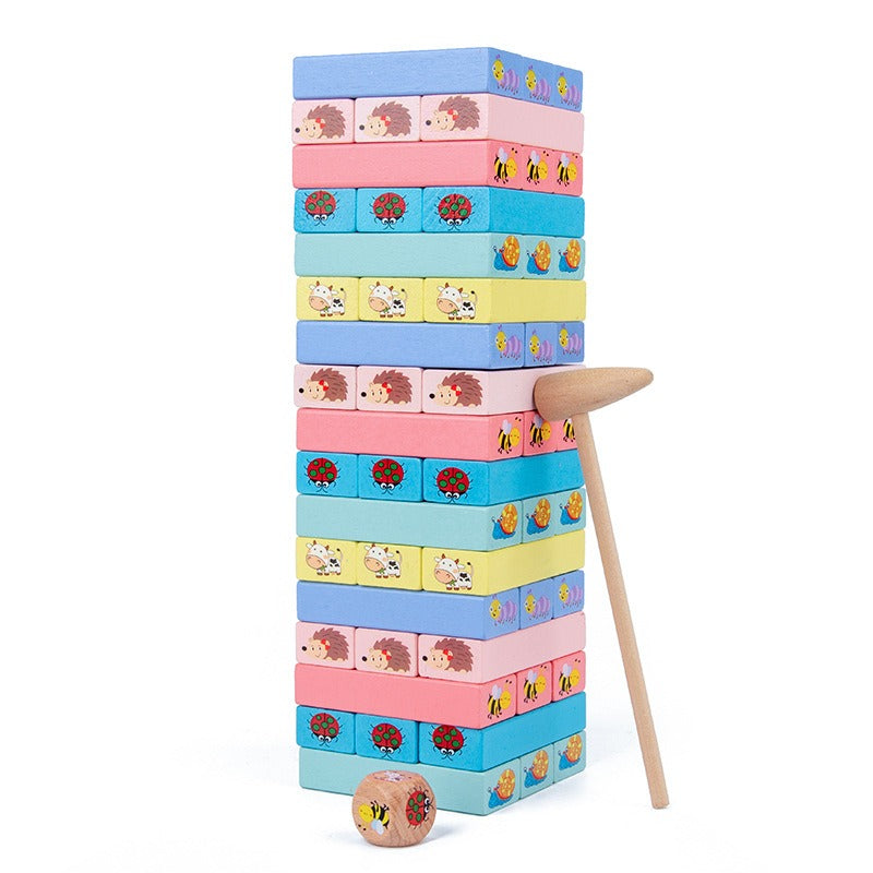 1011 Wooden 51 grain numbers colorful stacking, pumping blocks parent-child interaction puzzle children's toys