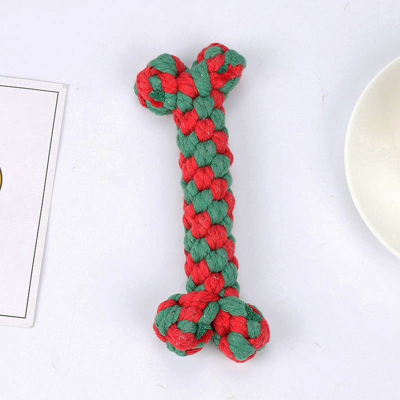 1029 Bone Cotton Rope Pet Toys, Colorful Bone Rope Knot Weaving Dog Toys