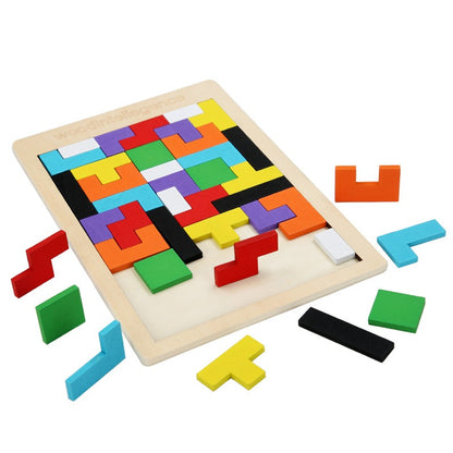 1009 Wooden Tetris, children's educational building block puzzle toys