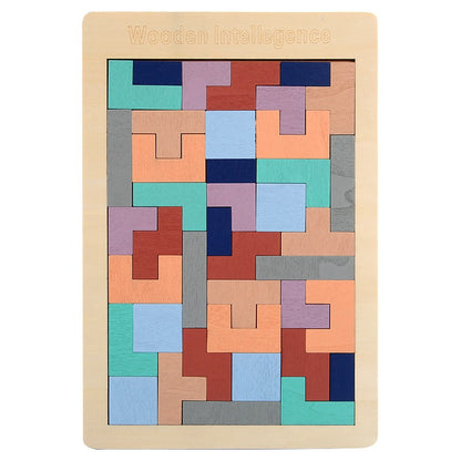 1009 Wooden Tetris, children's educational building block puzzle toys